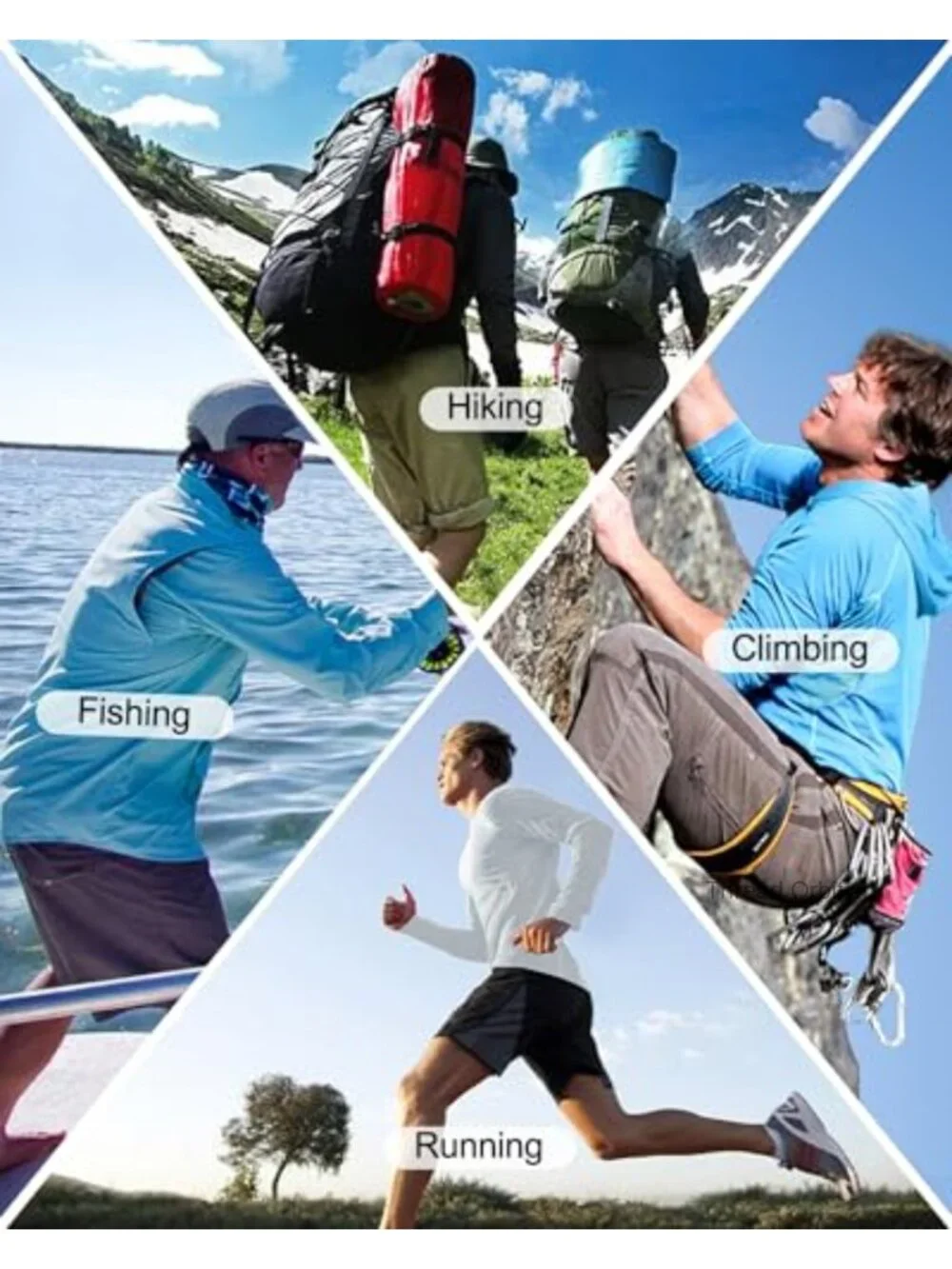 UPF 50+ Long Sleeve Sun Protection Hoodie Rash Guard for Fishing Hiking Running